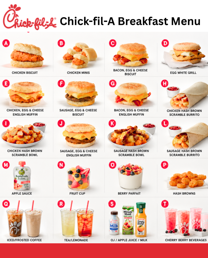 Chick fil A Breakfast Menu